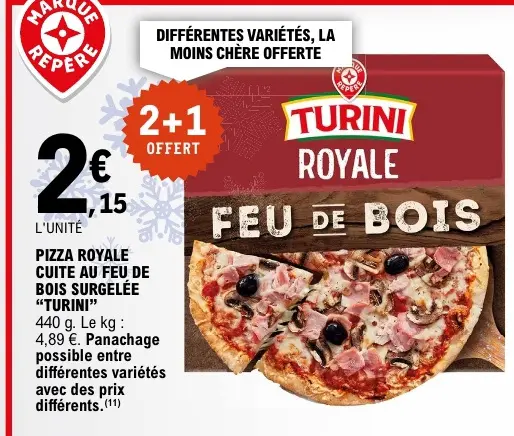 Promotie: Pizza royale cuite au feu de bois surgelée