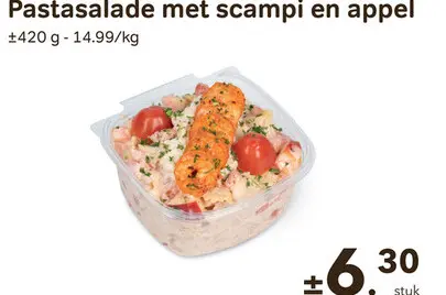 Promotie: Pastasalade met scampi en appel