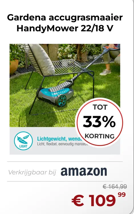 Aanbieding: accugrasmaaier HandyMower 22/18 V