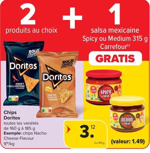 Offre: Doritos Chips + Carrefour Mexican Salsa