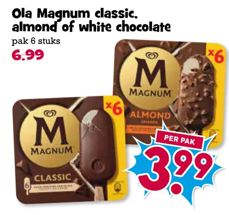 Aanbieding: Magnum classic, almond of white chocolate