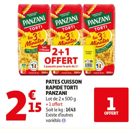 Aanbieding: Pates cuisson rapide torti