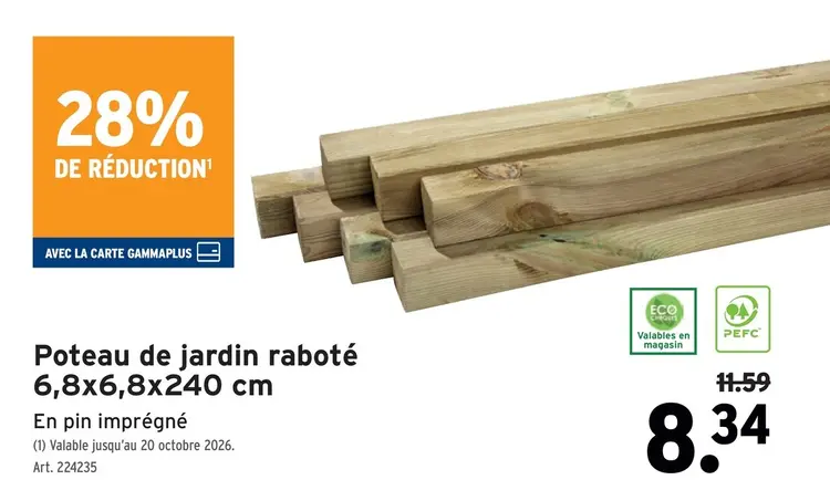 Offre: Poteau de jardin raboté