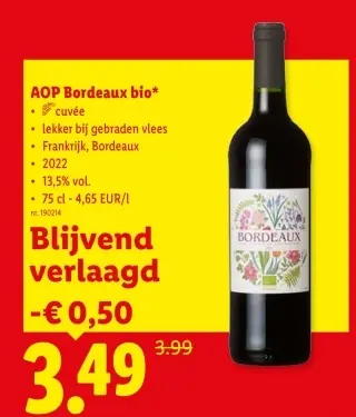 Promotie: AOP Bordeaux bio*
