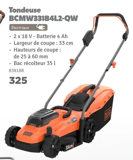 Offre: Tondeuse BCMW33184L2-QW