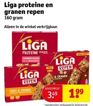 Aanbieding: Liga proteine en granen repen
