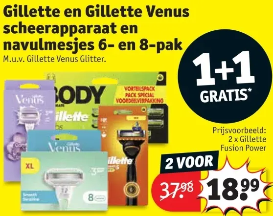 Promotie: Gillette en Gillette Venus scheerapparaat en navulmesjes 6- en 8 pak