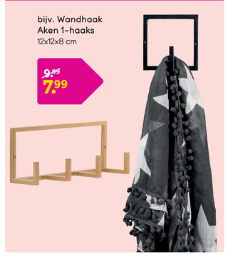 Aanbieding: Wandhaak Aken 1 haaks - zwart - 12x12x8 cm