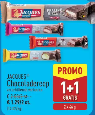 Promotie: JACQUES Chocoladereep