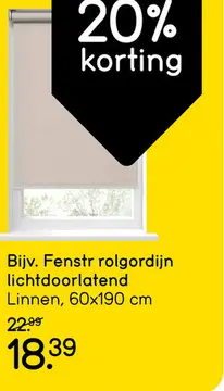 Aanbieding: Fenstr rolgordijn lichtdoorlatend offwhite - 60x190 cm