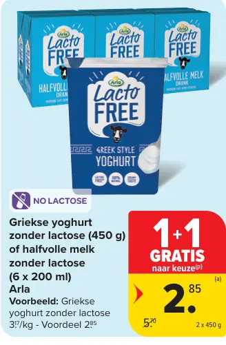 Promotie: Griekse yoghurt zonder lactose of halfvolle melk zonder lactose