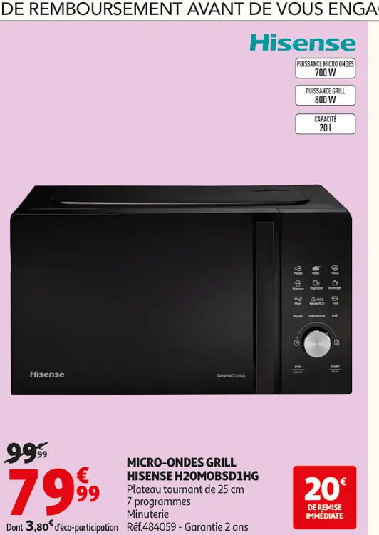 Promotie: Micro-ondes grill Hisense h20mobsd1hg