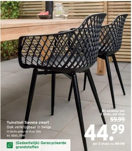 Promotie: Tuinstoel Savona zwart