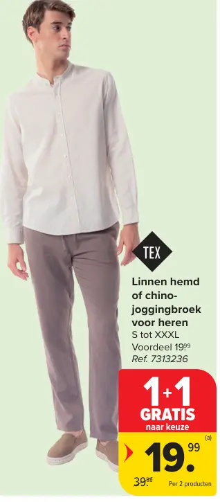 Promotie: Linnen hemd of chino-joggingbroek voor heren