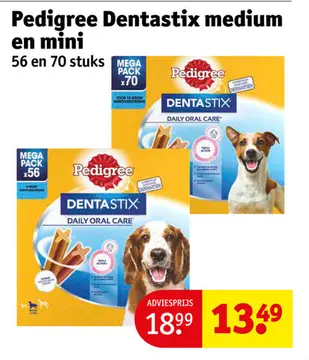 Aanbieding: Pedigree Dentastix medium en mini