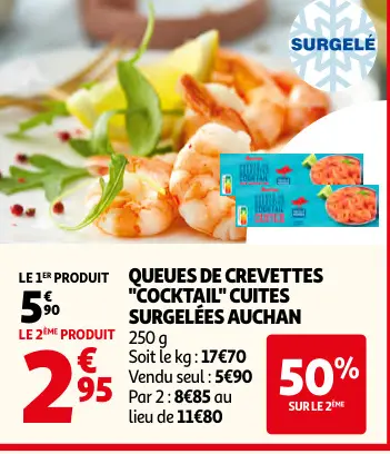 Offre: Queues de crevettes "cocktail" cuites