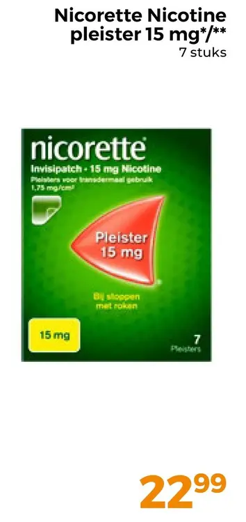Aanbieding: Nicotine pleister 15 mg 7 stuks