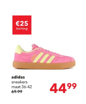 Aanbieding: Adidas VL Court Base dames sneakers roze geel