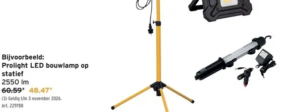 Promotie: Prolight LED bouwlamp op statief