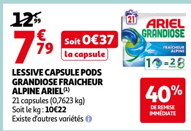 Promotie: Lessive capsule pods grandiose fraicheur alpine ariel