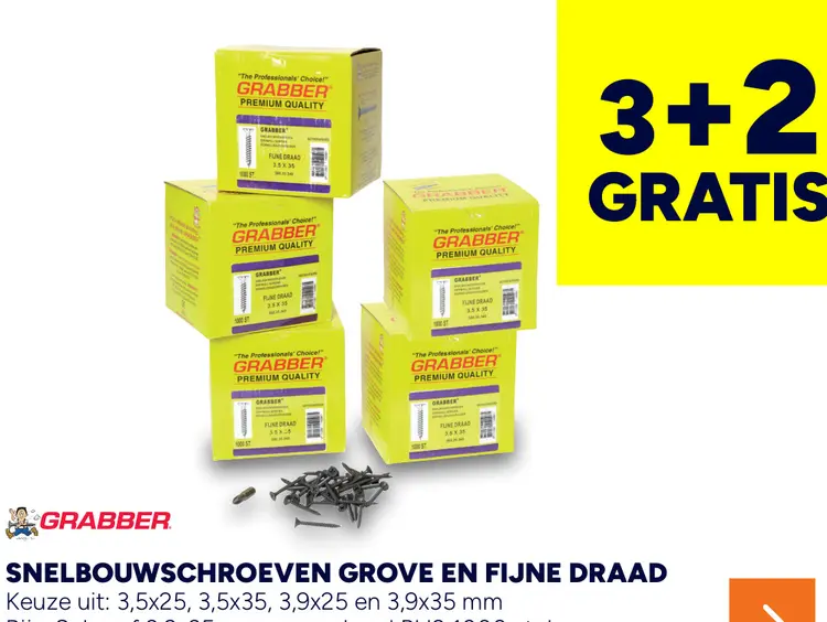 Aanbieding: Snelbouwschroeven grove en fijne draad