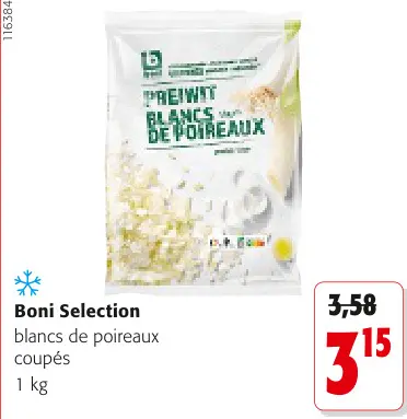 Offre: Blancs de poireaux coupés
