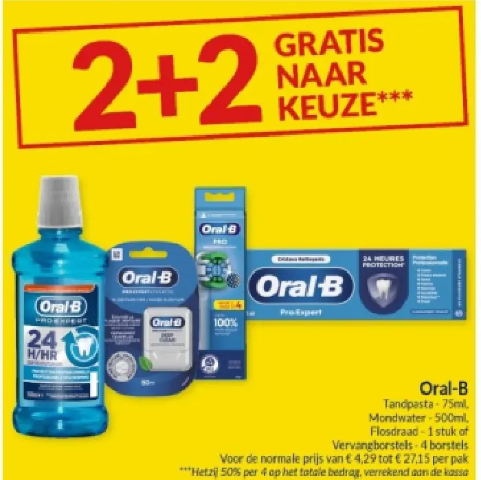 Promotie: Oral-B Tandpasta, Mondwater, Flosdraad of Vervangborstels