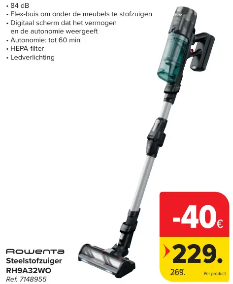 Promotie: Steelstofzuiger RH9A32WO