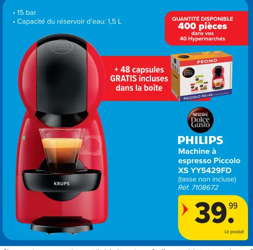 Offre: Machine à espresso Piccolo XS YY5429FD