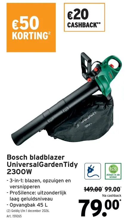 Promotie: Bosch bladblazer UniversalGardenTidy 2300W