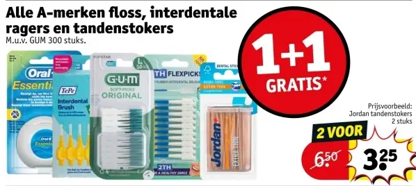 Aanbieding: floss, interdentale ragers en tandenstokers