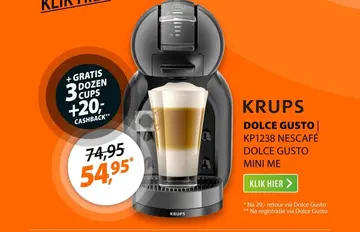 Aanbieding: Krups KP1238 NESCAFÉ Dolce Gusto Mini Me Zwart