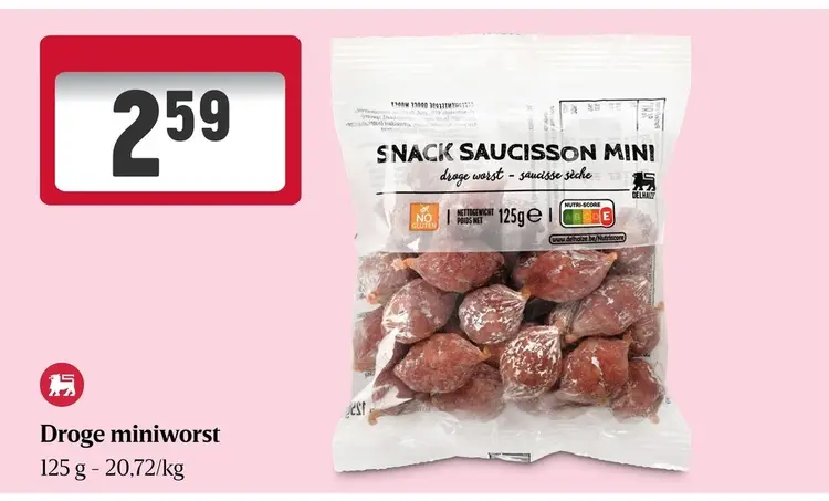 Promotie: Delhaize Droge miniworst