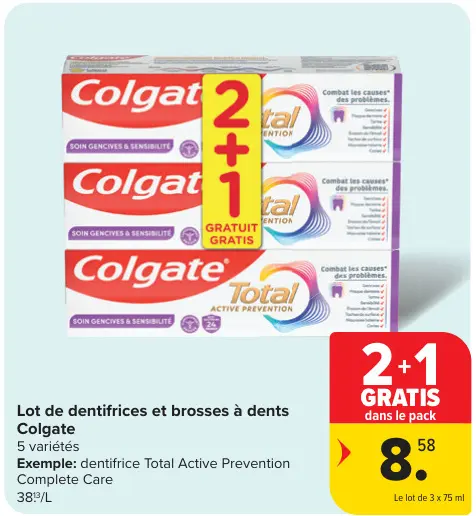 Offre: Lot de dentifrices et brosses à dents