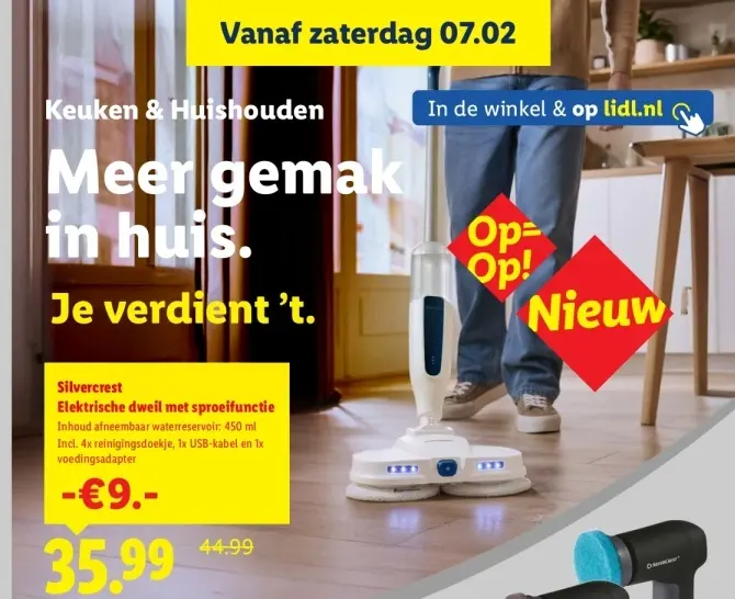 Aanbieding: Elektrische dweil met sproeifunctie