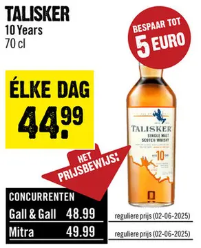 Aanbieding: Talisker Single Malt 10 Years Whisky 70 cl