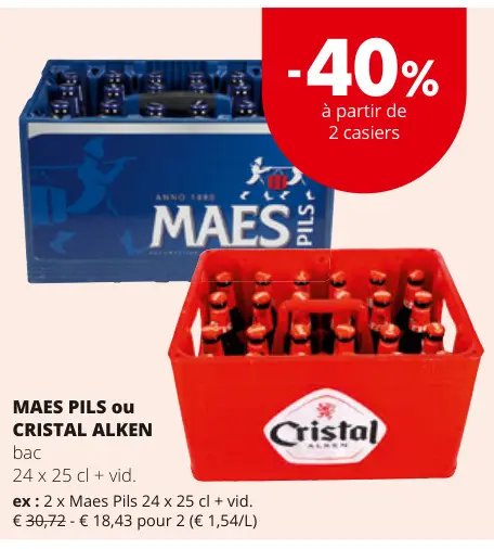Offre: MAES PILS ou CRISTAL ALKEN