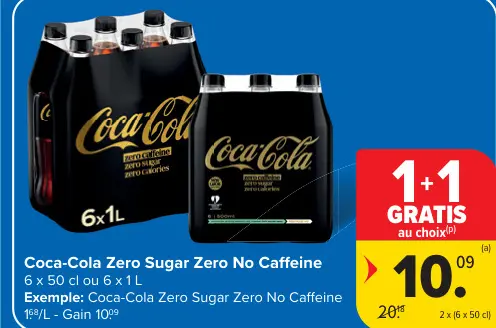 Offre: Coca-Cola Zero Sugar Zero No Caffeine