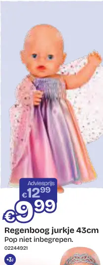 Aanbieding: Regenboog jurkje 43cm