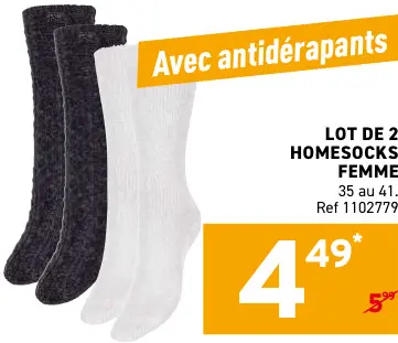 Offre: Lot de 2 homesocks femme