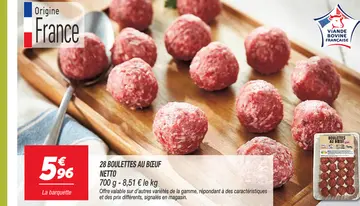 Offre: 28 BOULETTES AU BOŒUF NETTO