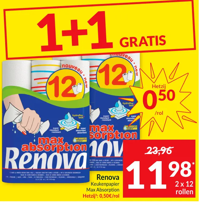 Promotie: Renova Keukenpapier Max Absorption
