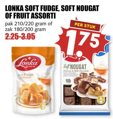 Aanbieding: Lonka soft fudge, soft nougat of fruit assort