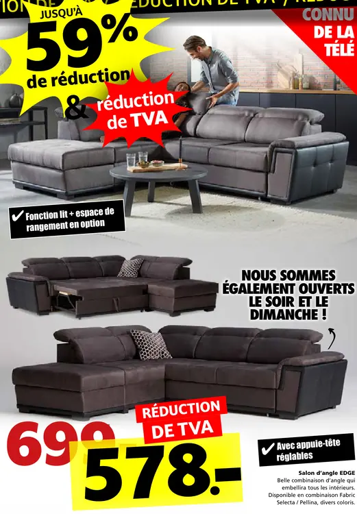 Offre: Salon d'angle EDGE