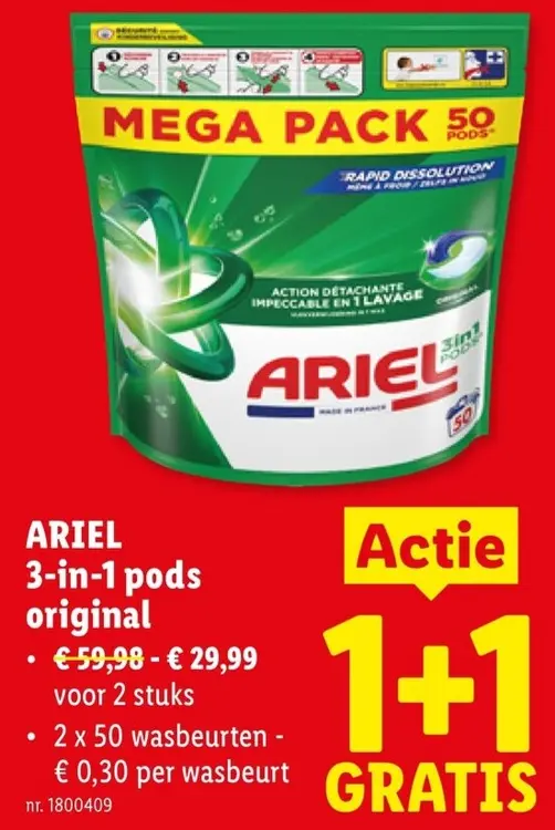 Promotie: ARIEL 3-in-1 pods original