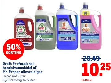 Aanbieding: Dreft Professional handafwasmiddel of Mr. Pro