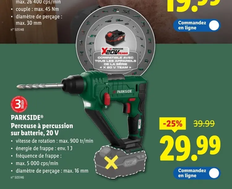 Offre: Perceuse à percussion sur batterie
