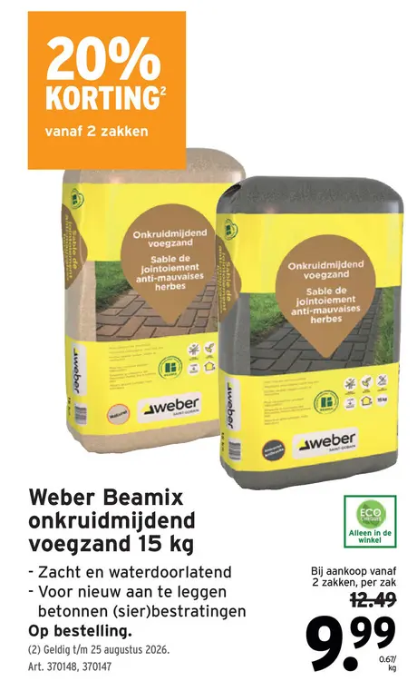 Promotie: Weber Beamix onkruidmijdend voegzand 15 kg