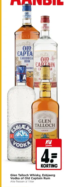 Aanbieding: Glen Talloch Whisky, Esbjaerg Vodka of Old Ca