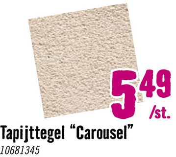 Aanbieding: Tapijttegel velours Carousel beige 50x50cm